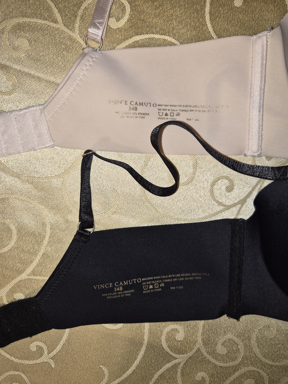 Vince Camuto Nude & Black Convertible Bras - 34B (Pair)